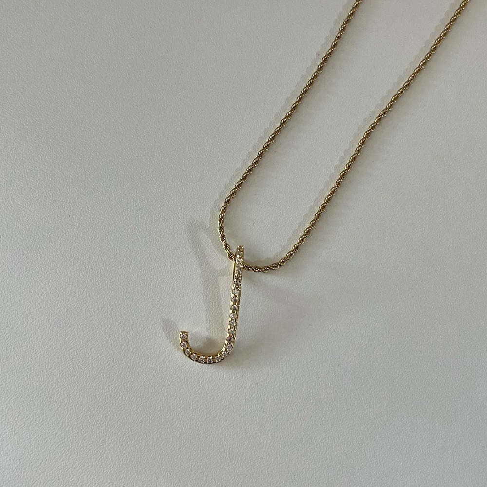 Gold Initial J Pendant Necklace
